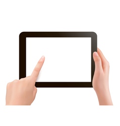 Hands holding digital tablet pc vector image