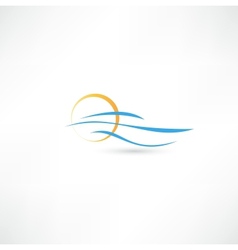Sea waves and rising sun vector image