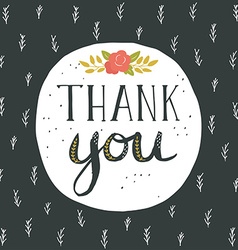 Thank you Greeting card with hand lettering and vector image