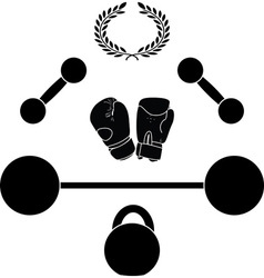 Weights and boxer gloves third variant Weights and boxer gloves third variant vector image