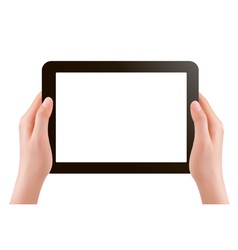 Hands holding digital tablet pc vector image