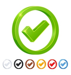 Set of 7 Check Mark icons in diferent colors vector image