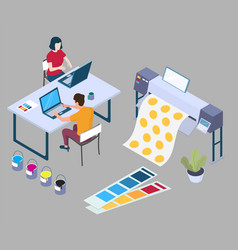 Printing services website landing page Royalty Free Vector