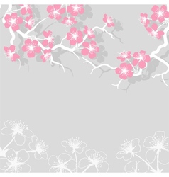 Card with stylized cherry blossom flowers vector image