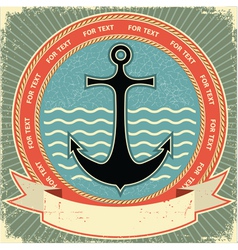 Nautical anchor vintage vector image