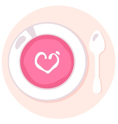 Delicate Pink love fresh Soup in circle vector image