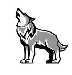 Black wolf howl emblem vector image