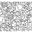 Seamless cute pattern of flora and fauna vector image