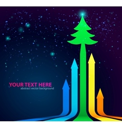 Rainbow Arrows Background with Christmas Tree on vector image