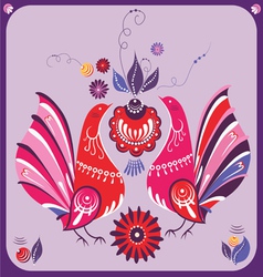 Ornamental Gorodets style birds vector image