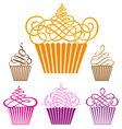 Set of cute cupcakes vector image