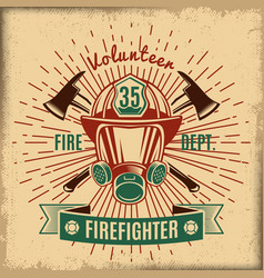 Vintage firefighting label vector image