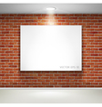 Gallery exhibition picture frames on brick wall vector image