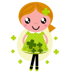 Little cute red hair girl for Saint Patricks Day vector image