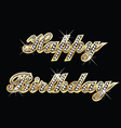 Happy birthday in gold with diamonds Happy birthday in gold with diamonds vector image