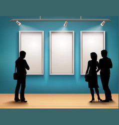 People Silhouettes In Gallery vector image