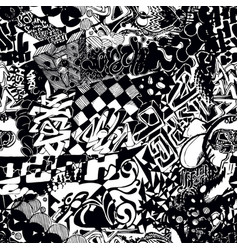 Black and white seamless pattern graffiti sticker Black and white seamless pattern graffiti sticker vector image