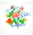Card with bouquet of spring and summer flowers vector image