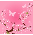 Card with stylized cherry blossom flowers vector image