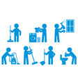 Set of icon cleaning with figure people vector image