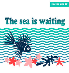 Sea background with lion fish Sea background with lion fish vector image