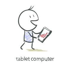 Tablet screen with graph vector image