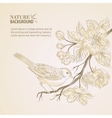 Hand drawn bird on sacura branch vector image