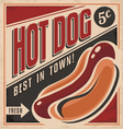 Retro hot dog poster design vector image