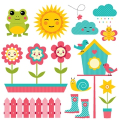 Spring garden set vector image