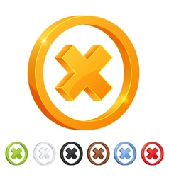 Set of 7 X mark symbol in different colors vector image