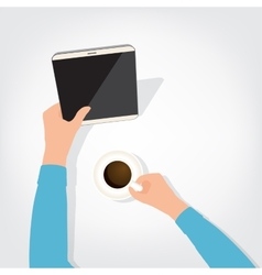 The person using the digital tablet ipad style vector image