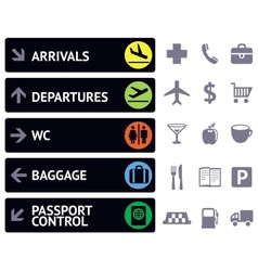 Icons and pointers for navigation in airport vector image
