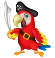 Cute parrot pirate cartoon vector image