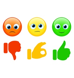 Smiles and trumbs up and down vector image