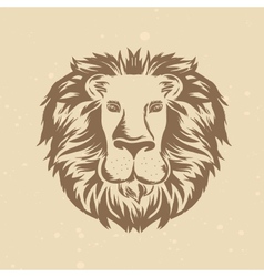 Lion head in engraving style vector image