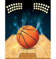 Basketball on hardwood court vector image