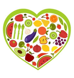 Fruit and vegetables heart shape vector image