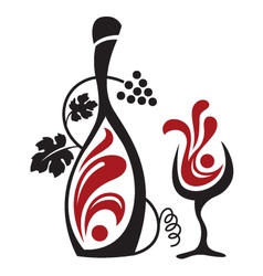 Glass and grapes vector image
