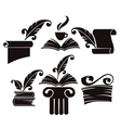 Collection of old books parchment and hist vector image