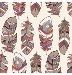 Seamless ethnic Indian feathers plumage pattern vector image
