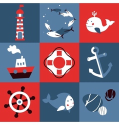 Set with nautical design elements vector image
