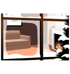 Winter Fireplace Interior Background vector image