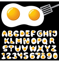 Fried eggs alphabet vector image