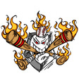 Softball Baseball Plate and Bats Flaming Cartoon vector image