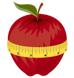 Measuring tape around red apple vector image
