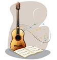 A guitar with a musical book vector image