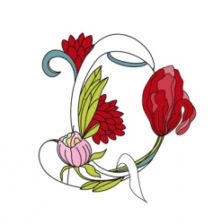 Floral font 2 letter q vector image