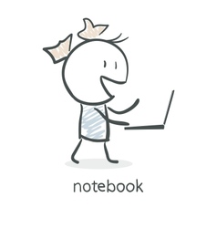Cartoon girl and laptop vector image