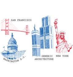 Usa famous cities vector image