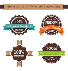 Vintage labels and ribbon retro style set vector image
